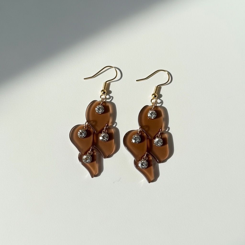 Vintage Style Brown Leaf Dangle Earrings