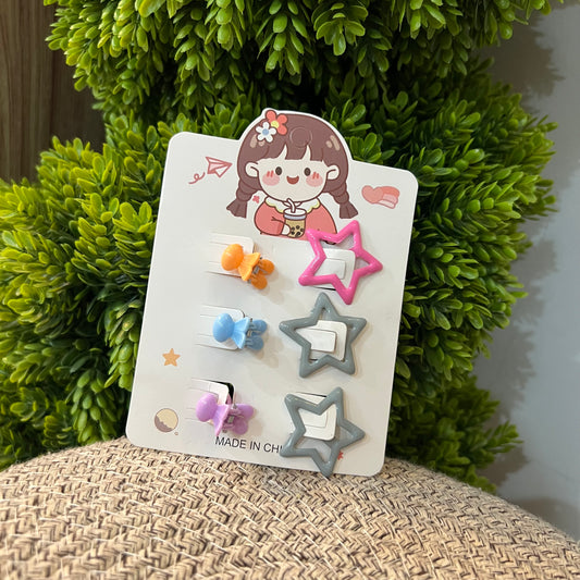 6-Piece Kids' Cute Mini Claw Clips Set - Star & Butterfly Shapes