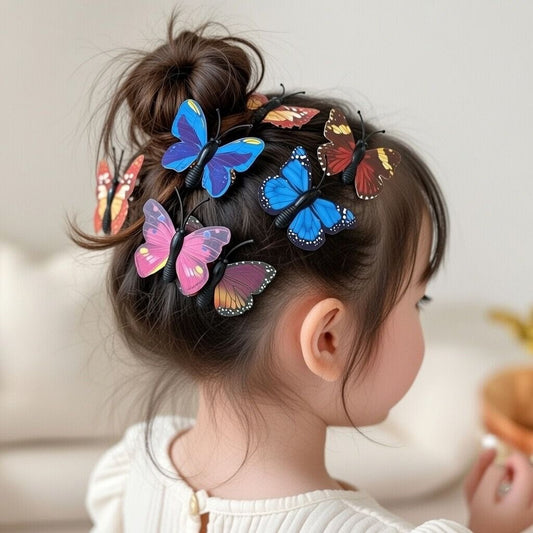 6-Piece Set: Realistic Monarch Butterfly Hair Clips (Vibrant Colors)