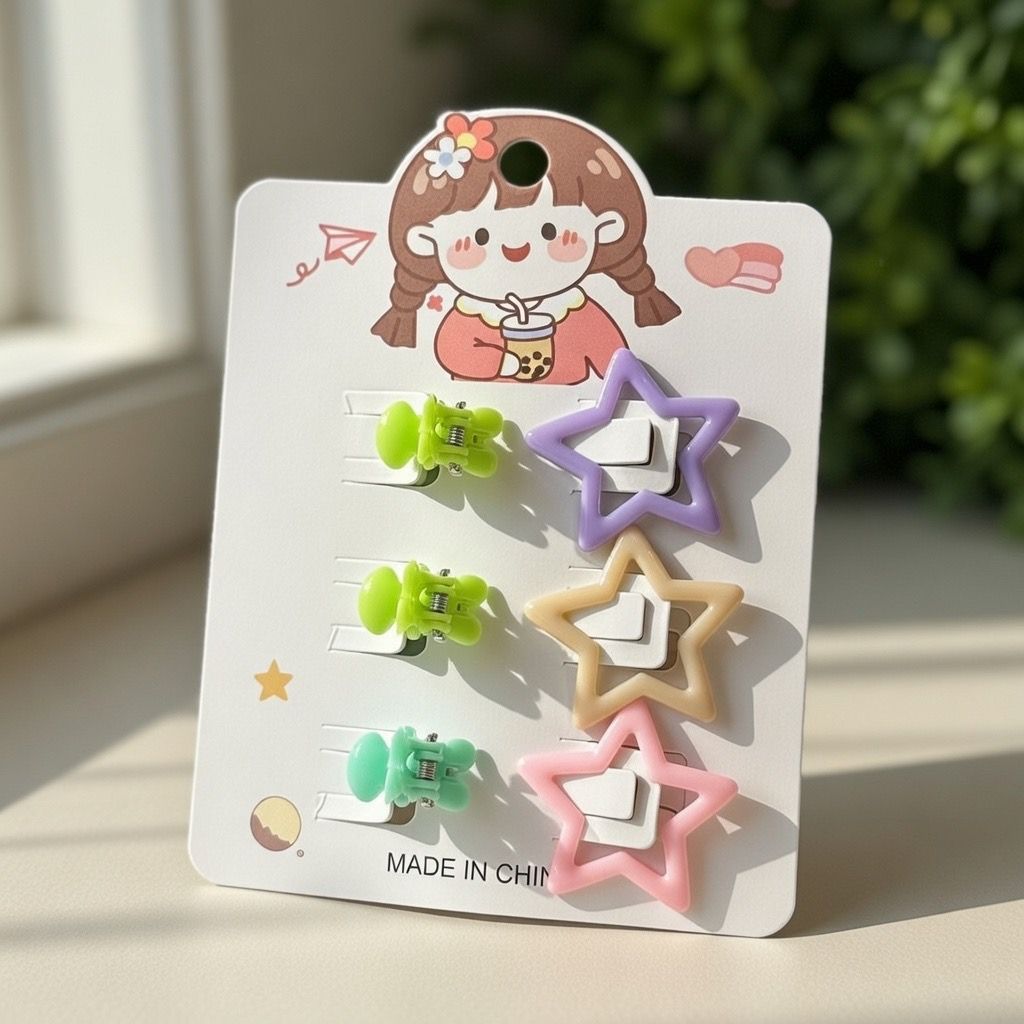 6-Piece Kids' Cute Mini Claw Clips Set - Star & Butterfly Shapes