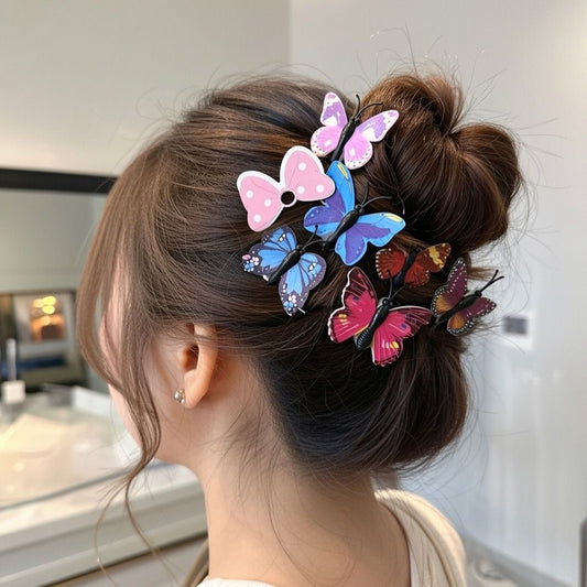 6-Piece Set: Realistic Monarch Butterfly Hair Clips (Vibrant Colors)
