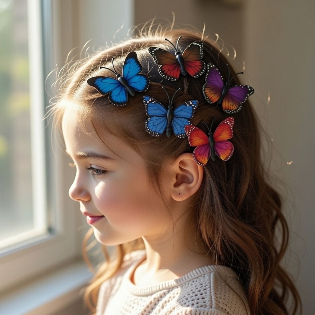 6-Piece Set: Realistic Monarch Butterfly Hair Clips (Vibrant Colors)