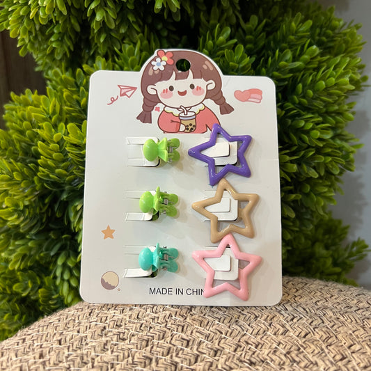 6-Piece Kids' Cute Mini Claw Clips Set - Star & Butterfly Shapes