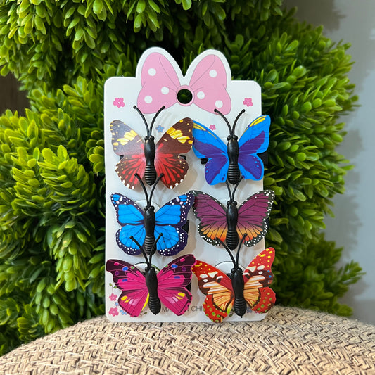 6-Piece Set: Realistic Monarch Butterfly Hair Clips (Vibrant Colors)