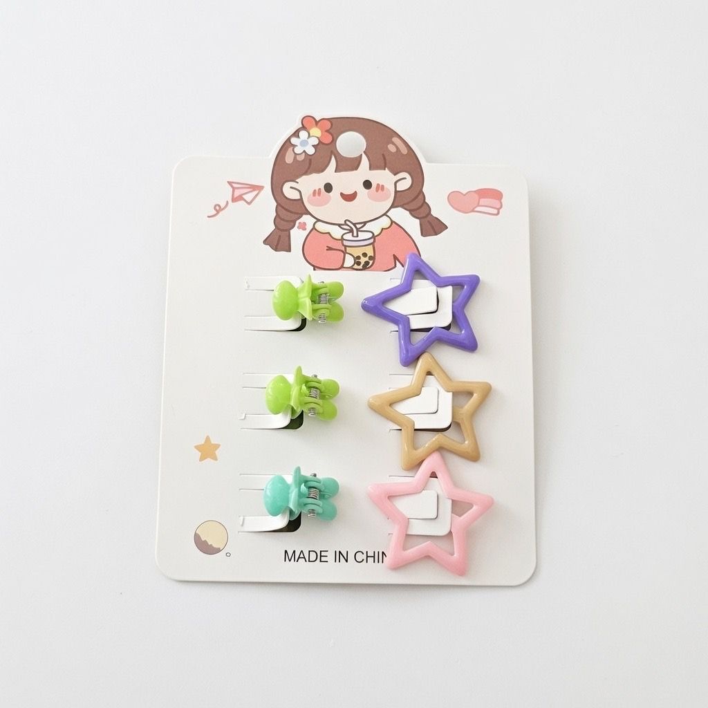 6-Piece Kids' Cute Mini Claw Clips Set - Star & Butterfly Shapes