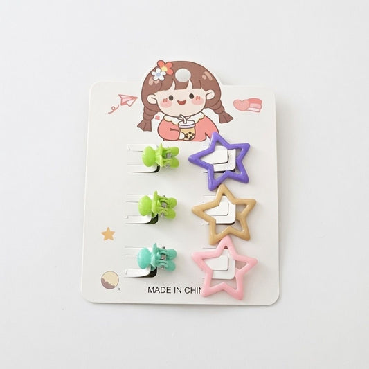 6-Piece Kids' Cute Mini Claw Clips Set - Star & Butterfly Shapes