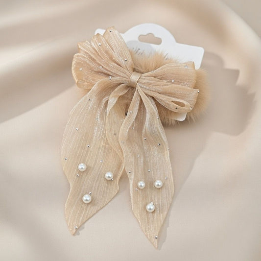 Elegant Pearl Bow Hair