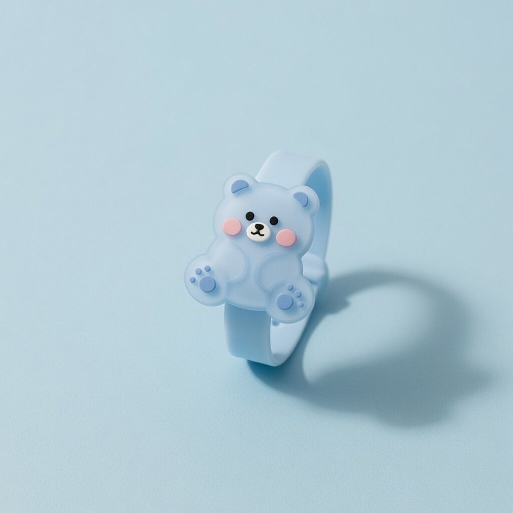 4-Piece Kids' Kawaii Adjustable Ring Set - Cartoon Theme