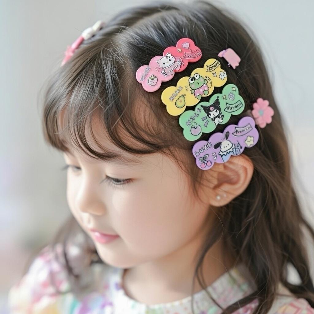 6-Piece Fun Cartoon Character Snap Clips Set for Kids/Girls