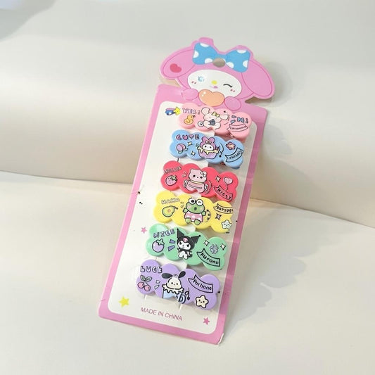 6-Piece Fun Cartoon Character Snap Clips Set for Kids/Girls