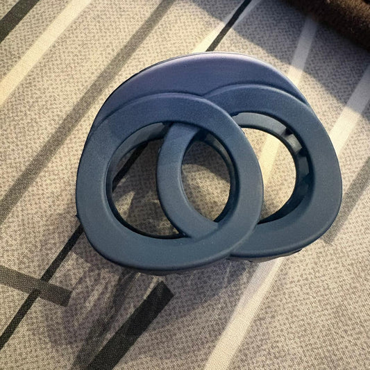 Matte Blue Double Ring Hair Clip